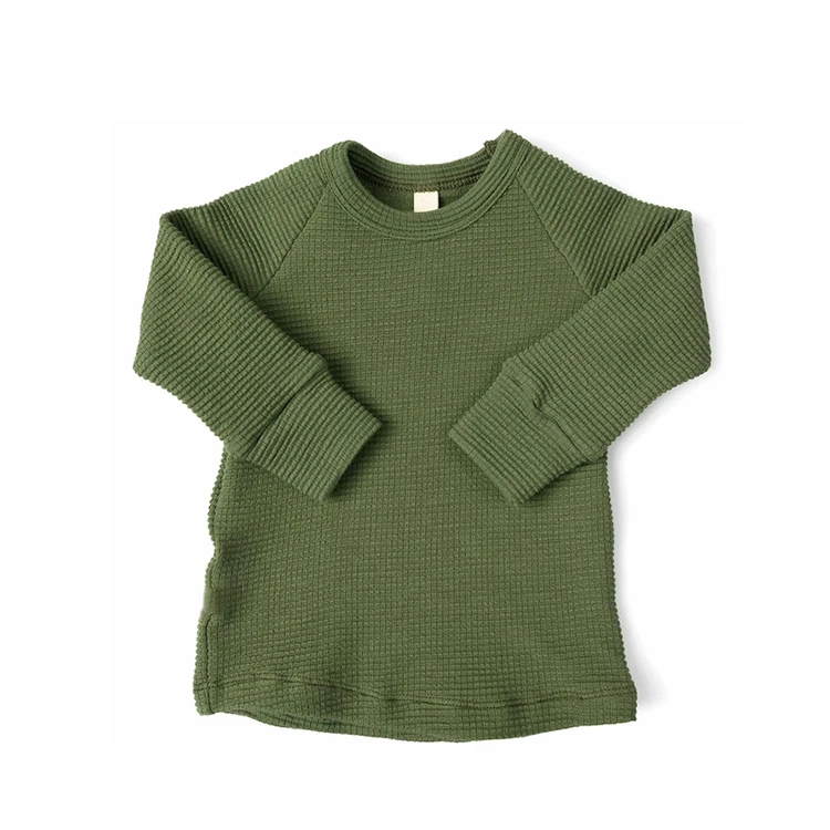 Jambear Organic Bamboo Waffle Knit Long Sleeve Top Organic Bamboo Kids Baby Tshirt Eco-Friendly T Shirt Long Sleeve Tees