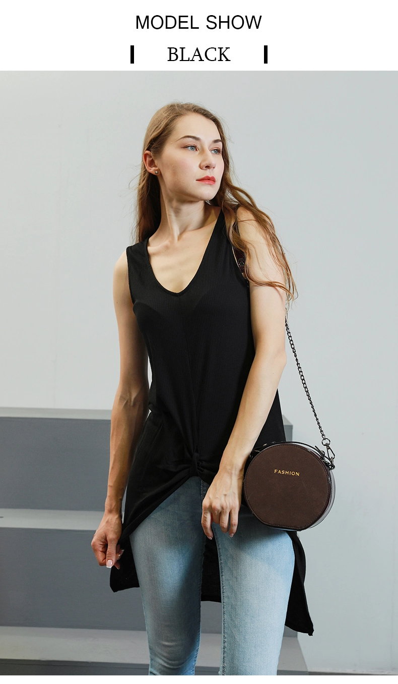 New in Stock Low Price Solid Color Pullover Commuter Black Slim Fit Sleeveless Knit Vest MIDI Dress