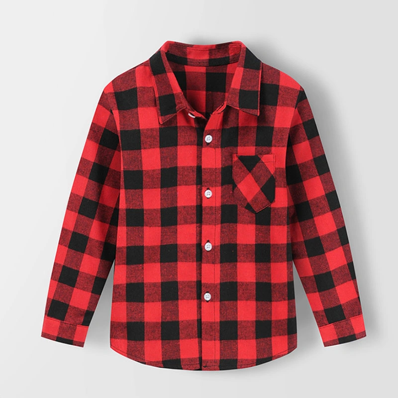 Boys Custom Flannel Shirts for Girls British Plaid Child Shirts Kids School Blouse Red Tops Clothes Kids Children Plaid 8years