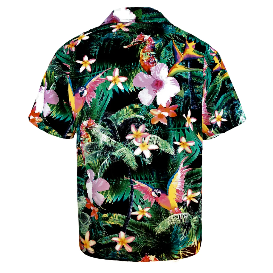 Summer Fashion Men Short Sleeve Shirt Beach Slim Shirts Blouse Men Hawaiian Style Print Shirt