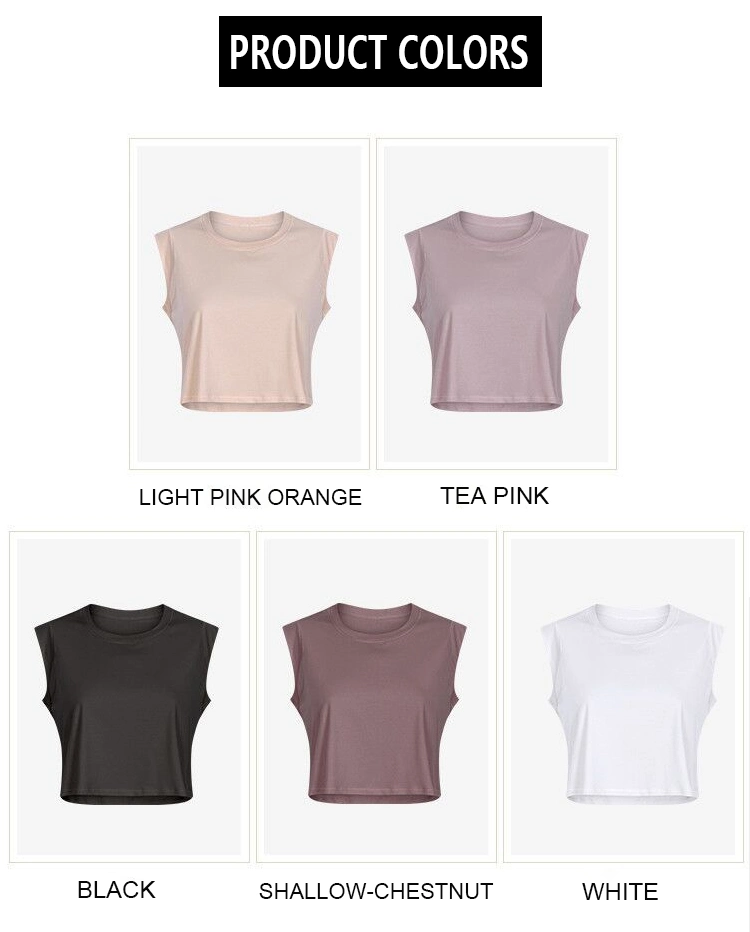 S2006 Sleeveless Crop Tops 92.5% Cotton 7.5% Spandex Soft Yoga Sport Basic Tee for Women Running