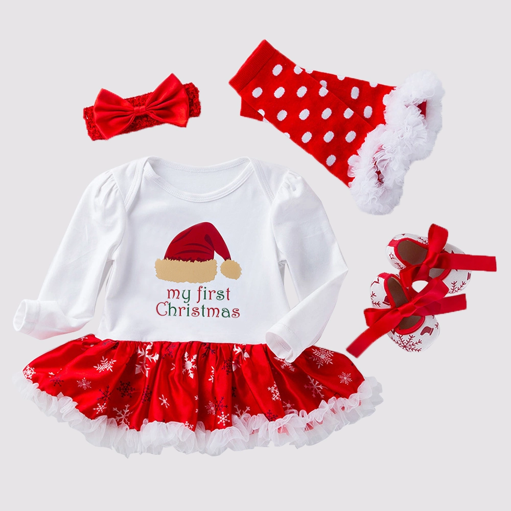 2022 Autumn and Winter New Children′s Wear Girls Dress Christmas Children Baby Big Children Sweater Elk Snowflake Dress