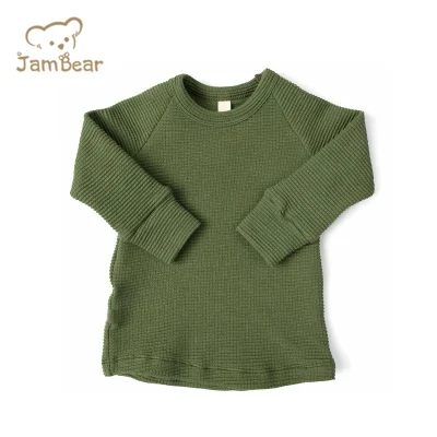 Jambear オーガニックバンブーハニカムニット長袖Tシャツ オーガニックバンブーキッズTシャツ 環境に優しい長袖Tシャツ