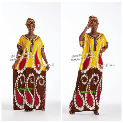 女性の O ネック半袖 Dashiki プリントドレス卸売